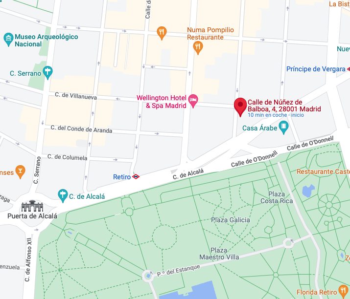 Mapa de la ubicación del despacho en Calle de Núñez de Balboa 4, Madrid